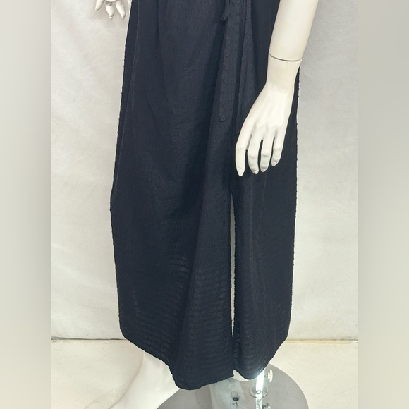 Nation LTD Black Rooshed Cotton/Linen Dress with side slit and pockets Size M - Picture 9 of 15